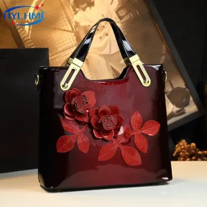 Sac À Main Femmes Cuir Lisse Floral