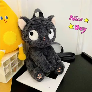 Sac Peluche Mignon Chat Gris Moelleux